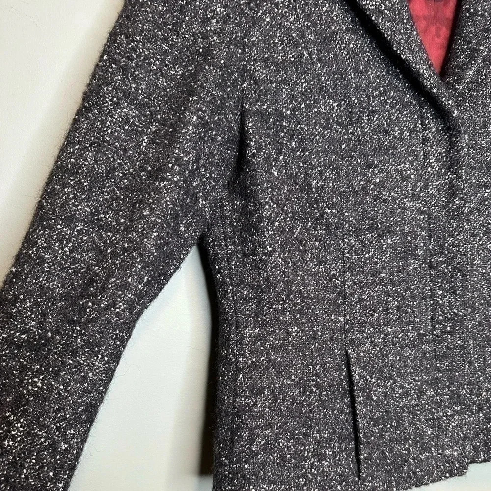 Ann Taylor Black Tweed Blazer with Red Lining - Picture 4 of 8